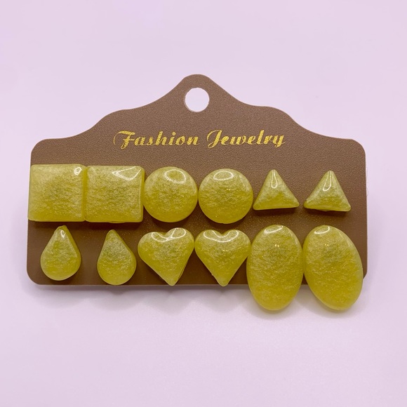 HANDMADE- Sunlight Stud Earrings- set of 6 - Picture 1 of 3